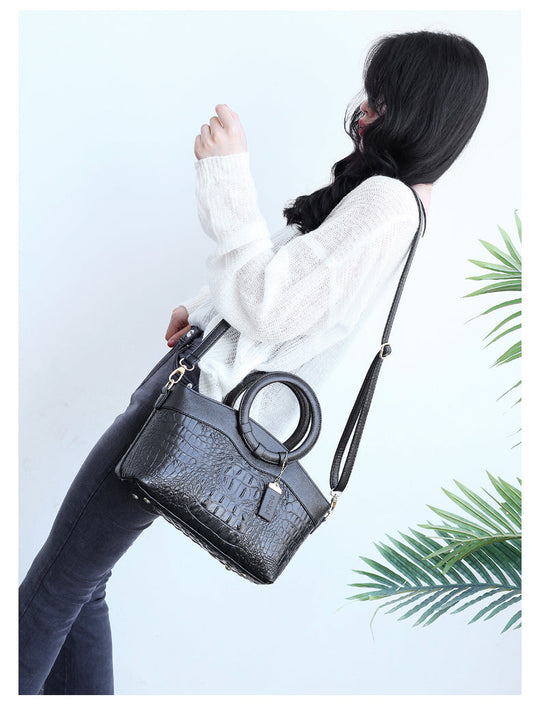Ella™ Heritage Croc | Classic Leather Shoulder Bag