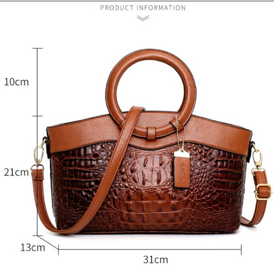 Ella™ Heritage Croc | Classic Leather Shoulder Bag