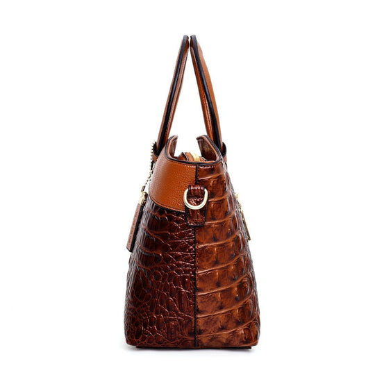 Ella™ Heritage Croc | Classic Leather Shoulder Bag