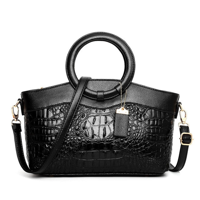 Ella™ Heritage Croc | Classic Leather Shoulder Bag