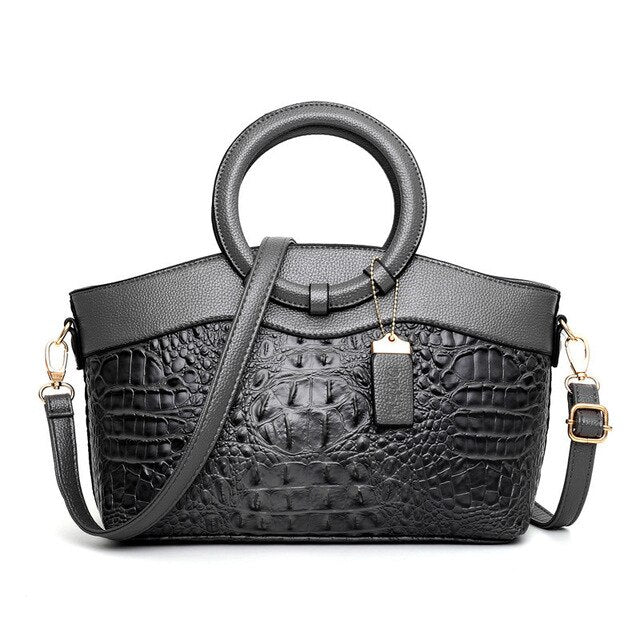 Ella™ Heritage Croc | Classic Leather Shoulder Bag
