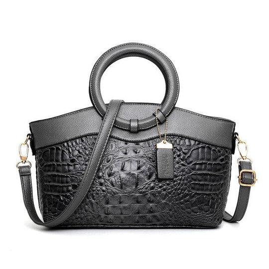 Ella™ Heritage Croc | Classic Leather Shoulder Bag