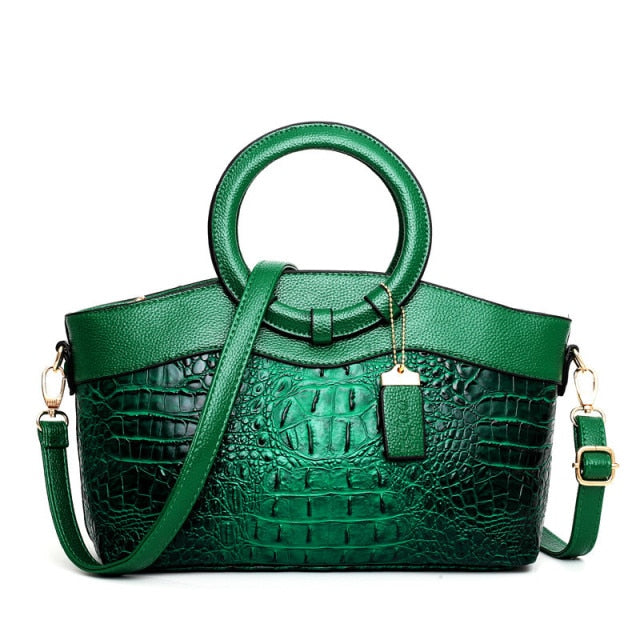 Ella™ Heritage Croc | Classic Leather Shoulder Bag