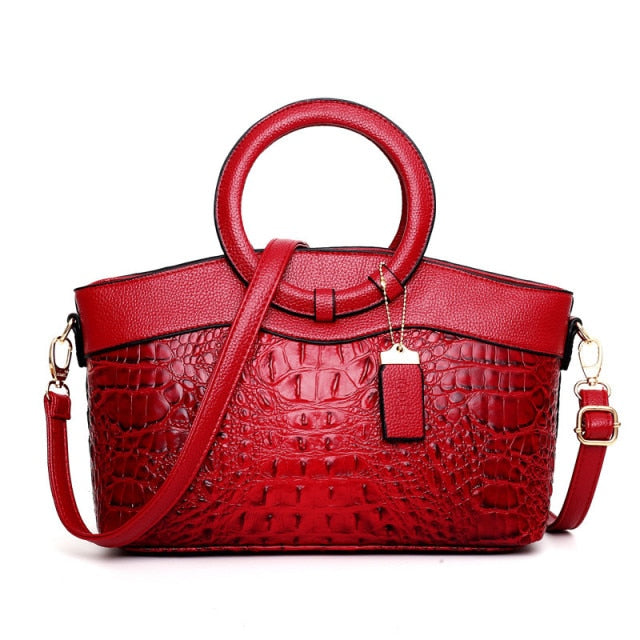 Ella™ Heritage Croc | Classic Leather Shoulder Bag