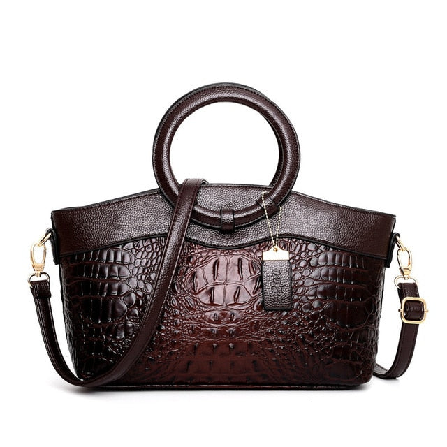 Ella™ Heritage Croc | Classic Leather Shoulder Bag