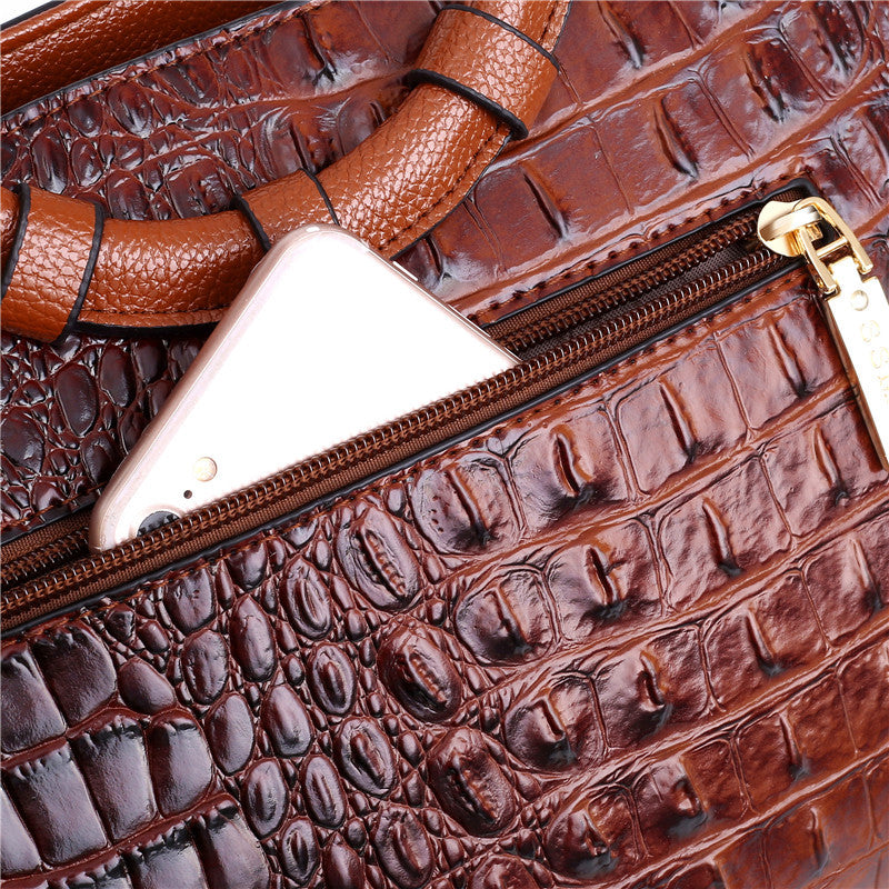 Ella™ Heritage Croc | Classic Leather Shoulder Bag