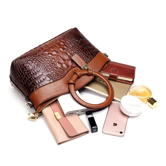 Ella™ Heritage Croc | Classic Leather Shoulder Bag